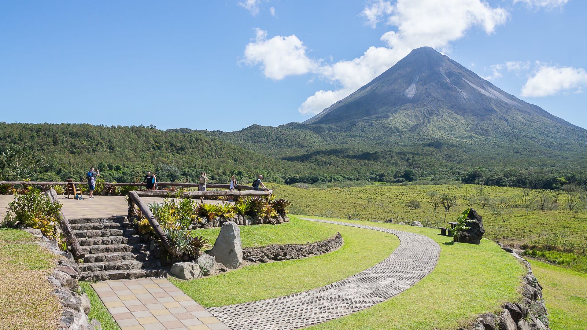 Arenal Volcano with lush tropical gardens
